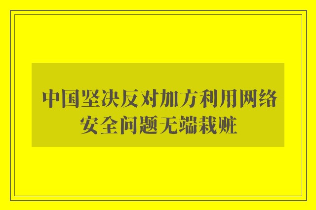 中国坚决反对加方利用网络安全问题无端栽赃