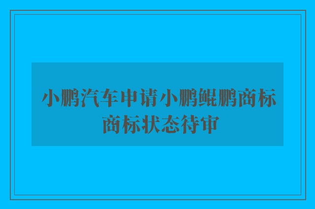 小鹏汽车申请小鹏鲲鹏商标 商标状态待审