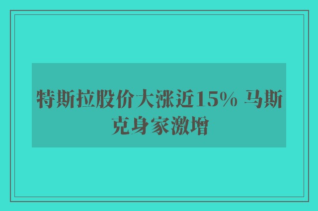 特斯拉股价大涨近15% 马斯克身家激增