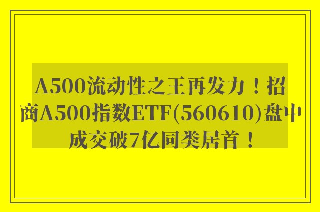 A500流动性之王再发力！招商A500指数ETF(560610)盘中成交破7亿同类居首！