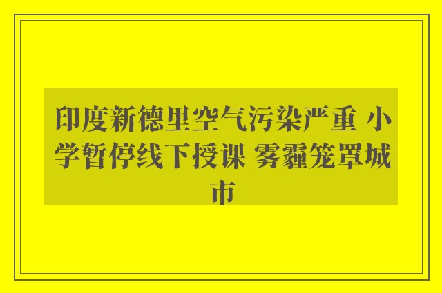 印度新德里空气污染严重 小学暂停线下授课 雾霾笼罩城市