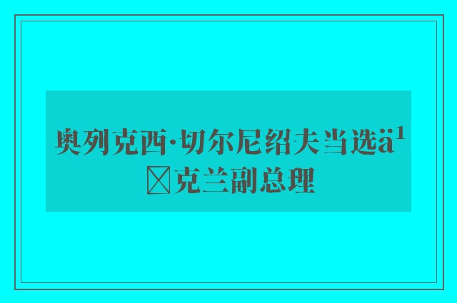 奥列克西·切尔尼绍夫当选乌克兰副总理