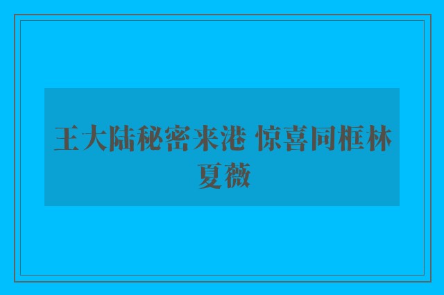 王大陆秘密来港 惊喜同框林夏薇