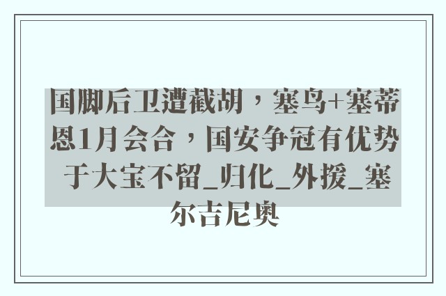 国脚后卫遭截胡，塞鸟+塞蒂恩1月会合，国安争冠有优势 于大宝不留_归化_外援_塞尔吉尼奥