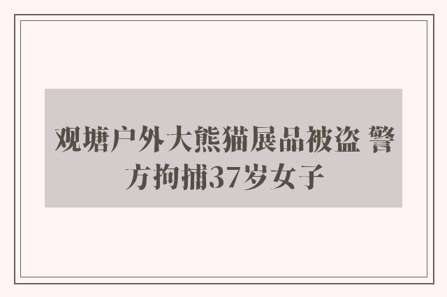 观塘户外大熊猫展品被盗 警方拘捕37岁女子