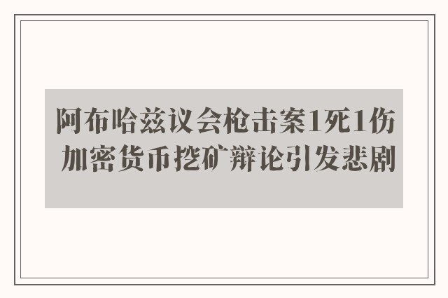 阿布哈兹议会枪击案1死1伤 加密货币挖矿辩论引发悲剧