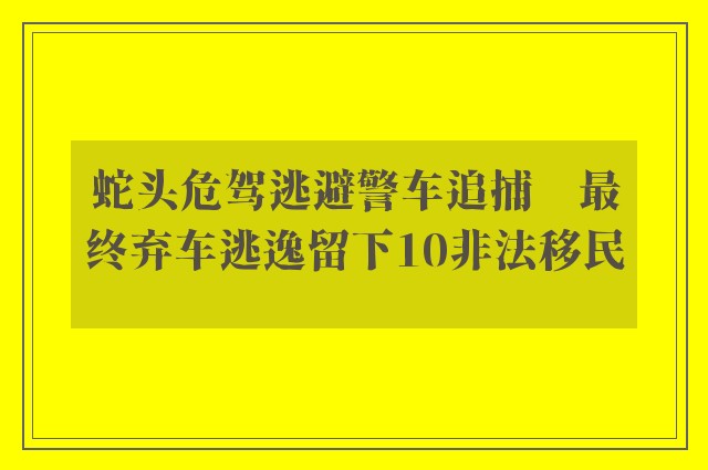 蛇头危驾逃避警车追捕　最终弃车逃逸留下10非法移民