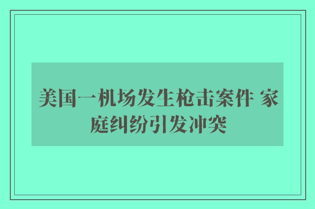 美国一机场发生枪击案件 家庭纠纷引发冲突