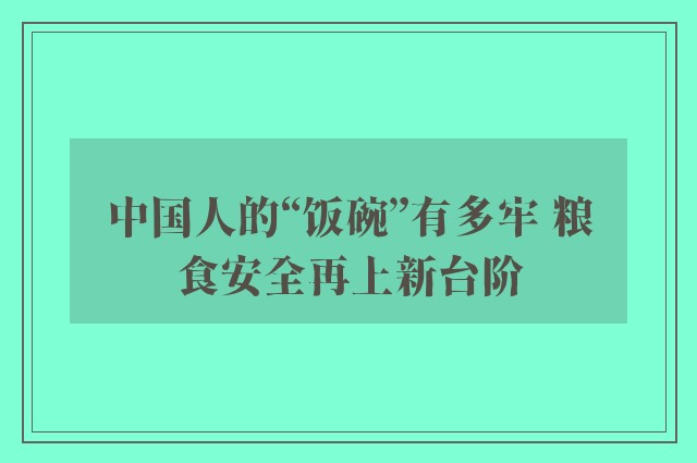 中国人的“饭碗”有多牢 粮食安全再上新台阶