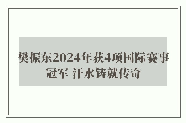 樊振东2024年获4项国际赛事冠军 汗水铸就传奇