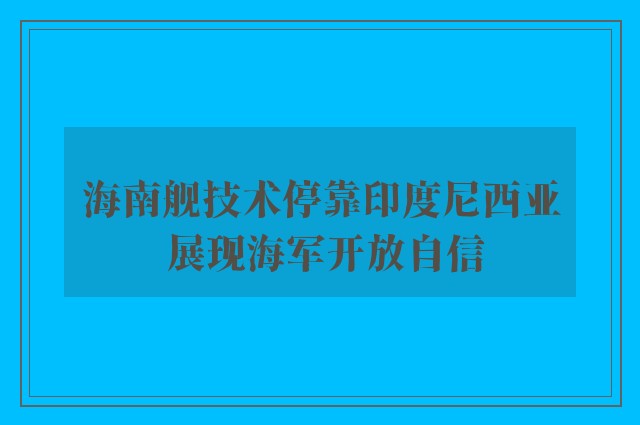 海南舰技术停靠印度尼西亚 展现海军开放自信