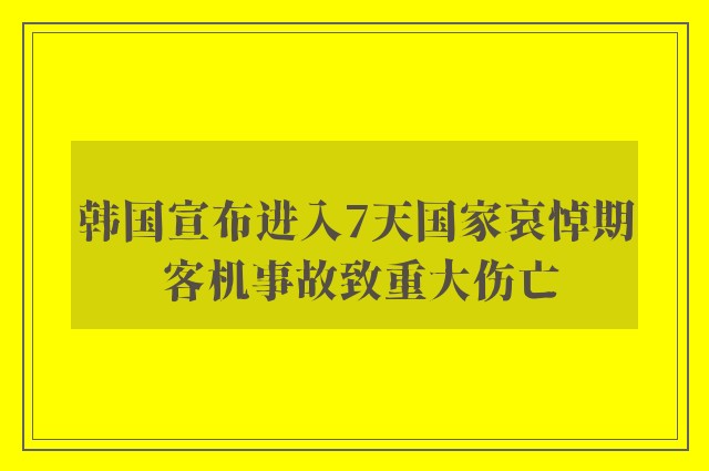 韩国宣布进入7天国家哀悼期 客机事故致重大伤亡