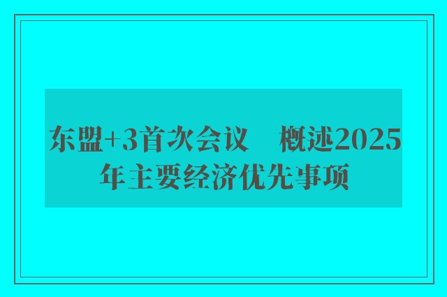 东盟+3首次会议　概述2025年主要经济优先事项