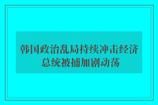 韩国政治乱局持续冲击经济 总统被捕加剧动荡