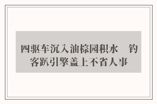 四驱车沉入油棕园积水　钓客趴引擎盖上不省人事