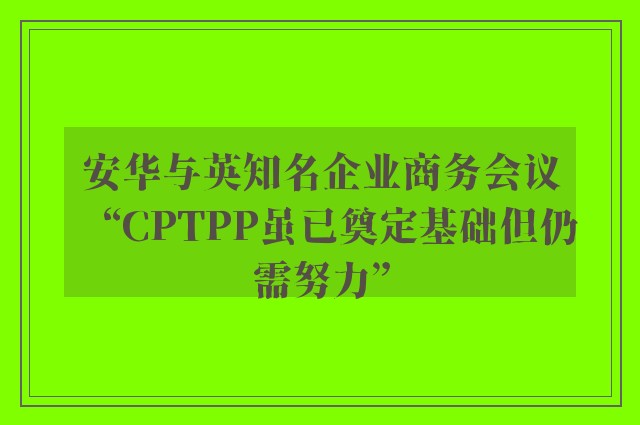 安华与英知名企业商务会议　“CPTPP虽已奠定基础但仍需努力”