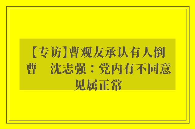 【专访】曹观友承认有人倒曹　沈志强：党内有不同意见属正常