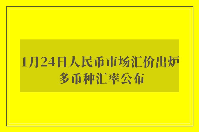 1月24日人民币市场汇价出炉 多币种汇率公布