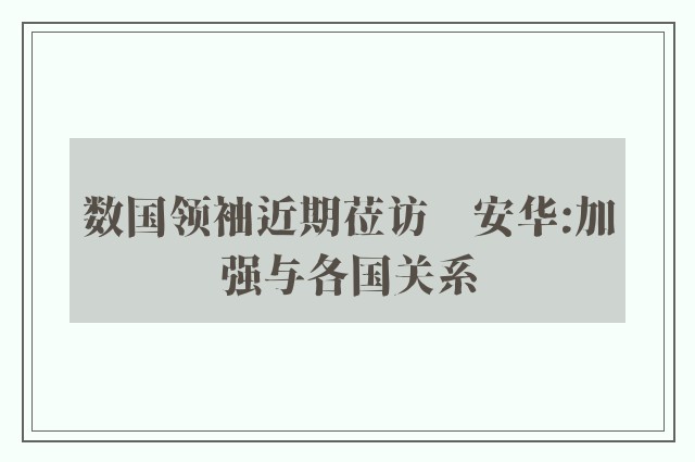 数国领袖近期莅访　安华:加强与各国关系