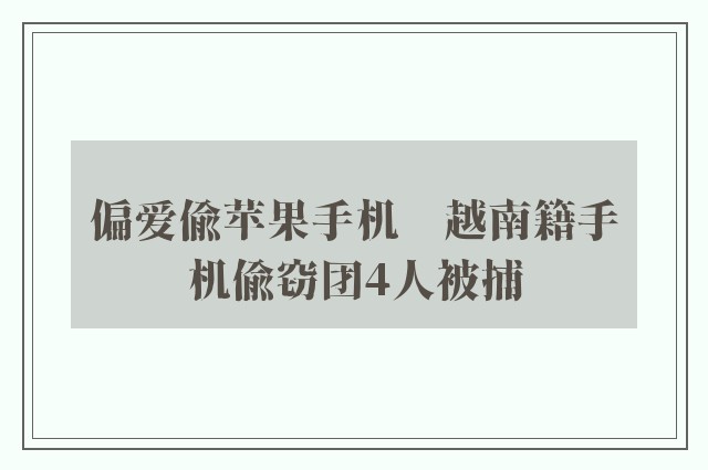 偏爱偷苹果手机　越南籍手机偷窃团4人被捕