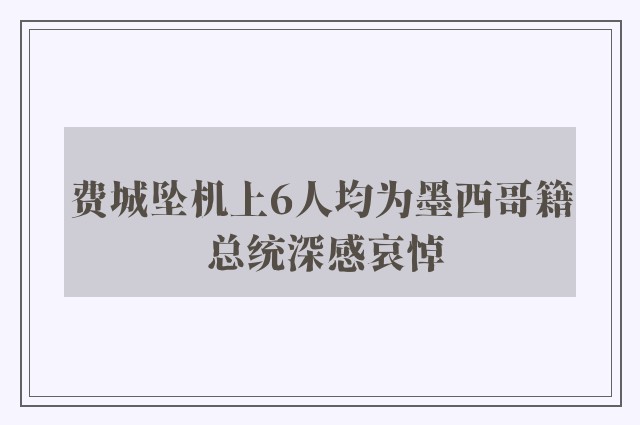 费城坠机上6人均为墨西哥籍 总统深感哀悼