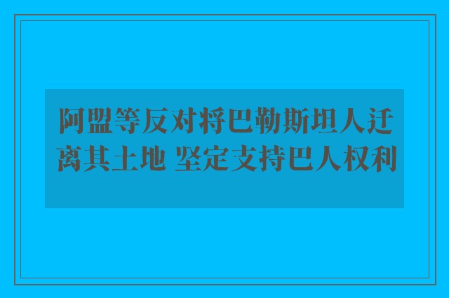 阿盟等反对将巴勒斯坦人迁离其土地 坚定支持巴人权利