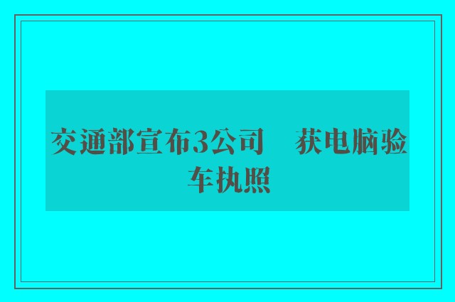 交通部宣布3公司　获电脑验车执照