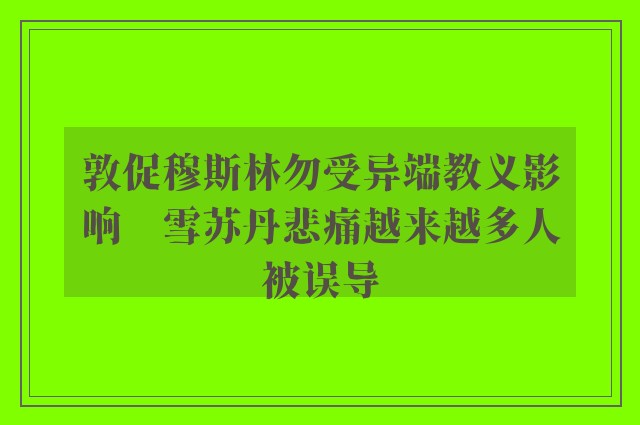 敦促穆斯林勿受异端教义影响　雪苏丹悲痛越来越多人被误导