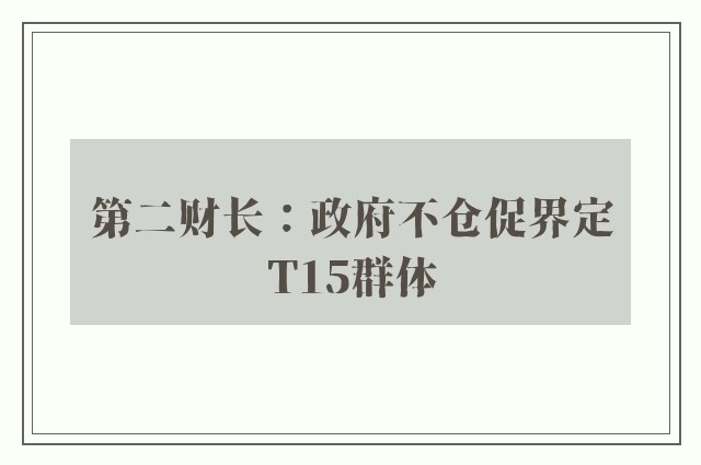 第二财长：政府不仓促界定T15群体