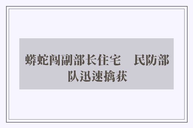 蟒蛇闯副部长住宅　民防部队迅速擒获