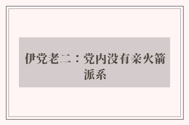 伊党老二：党内没有亲火箭派系