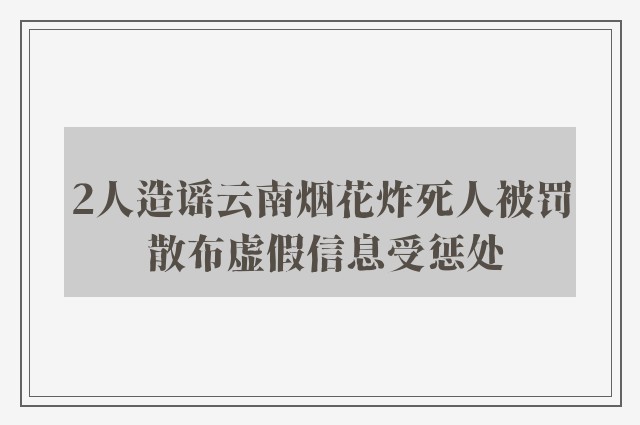 2人造谣云南烟花炸死人被罚 散布虚假信息受惩处