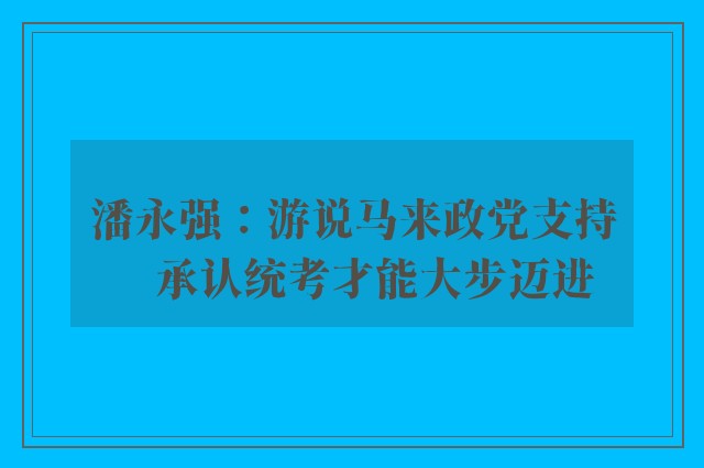 潘永强：游说马来政党支持　承认统考才能大步迈进