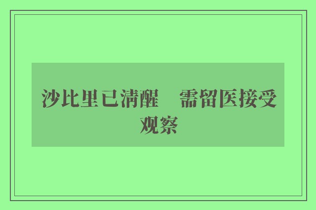 沙比里已清醒　需留医接受观察