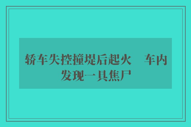 轿车失控撞堤后起火　车内发现一具焦尸