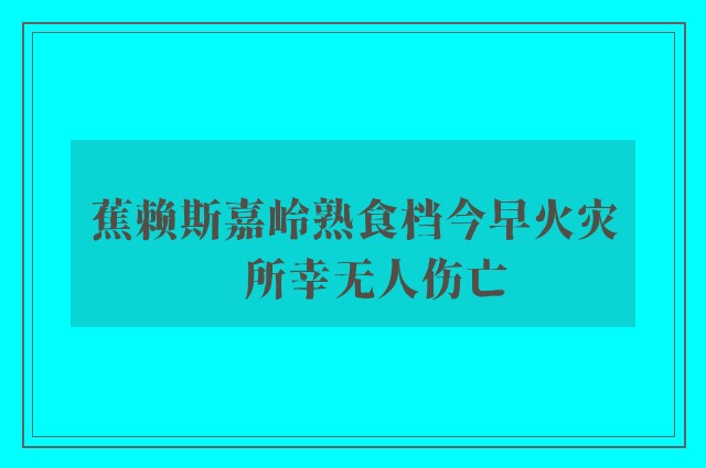 蕉赖斯嘉岭熟食档今早火灾　所幸无人伤亡