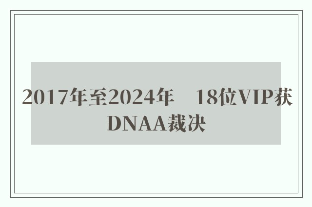 2017年至2024年　18位VIP获DNAA裁决