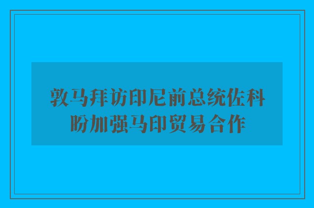 敦马拜访印尼前总统佐科　盼加强马印贸易合作